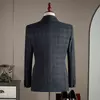 Mens Business Plaid Three Piece Suit