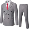Men's Double-Breasted Pinstripe Breathable Suit