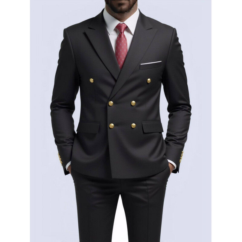 Men's Double-Breasted Two-Piece Set - Smart Casual & Business Formal (1)