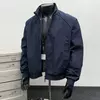 Mens Solid Stand Collar Casual Jacket