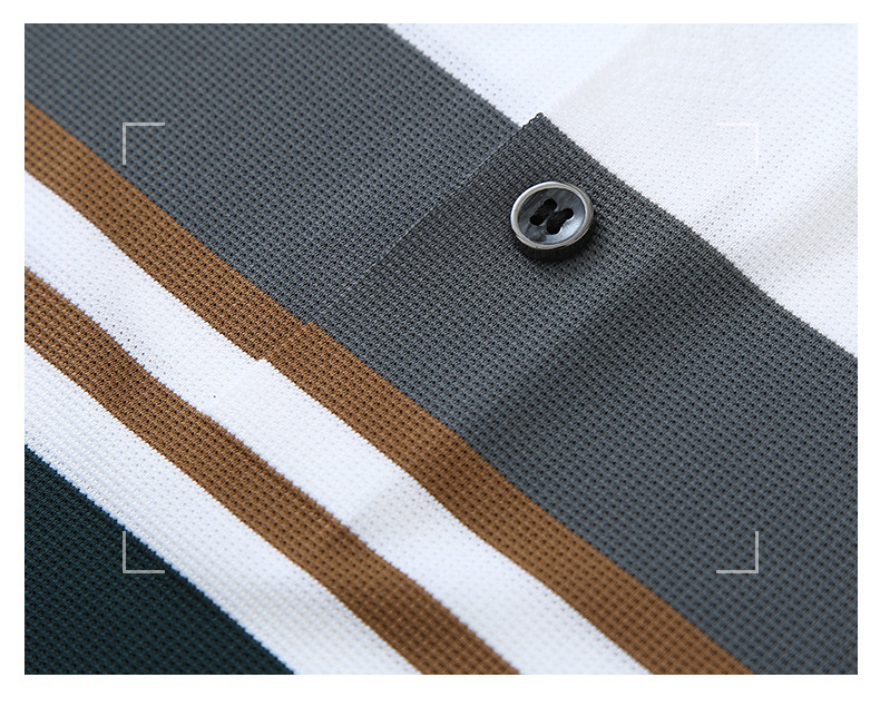 Mens Plus Size Striped Business Casual Polo Shirt (4)