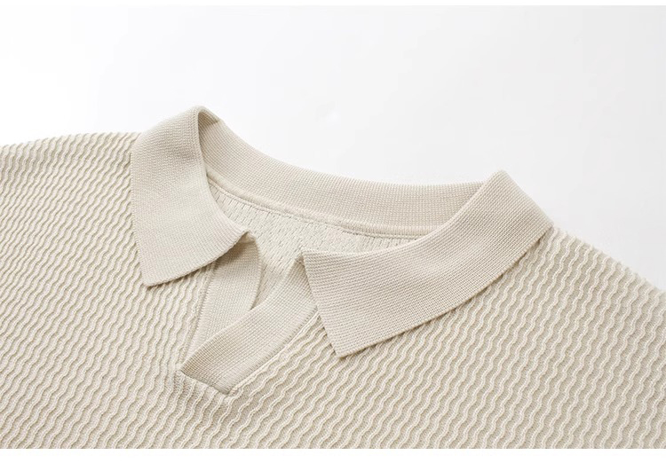 Mens Ice Silk V-Neck Slim Business Polo (1)