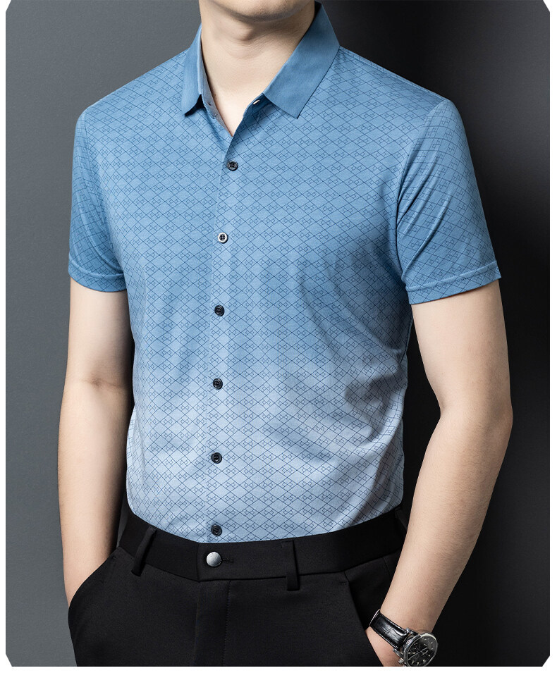 Mens Non-Iron Solid Business Summer Short Sleeve Shirt (2)