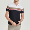 Mens Plus Size Striped Business Casual Polo Shirt