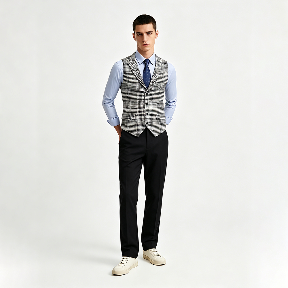Gilet de smoking de travail formel en m&eacute;lange de polyester pour hommes