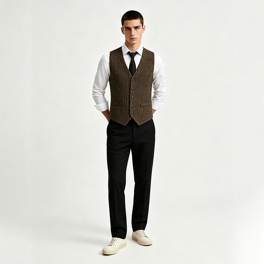 Herren Vintage gestreifte Fr&uuml;hlings-Sommer-Anzugweste