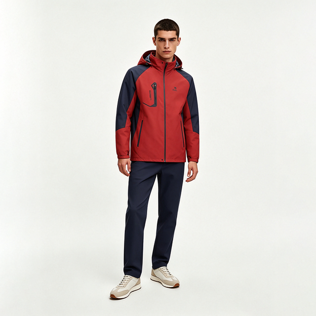 Mens Waterproof Detachable Hood Sports Jacket