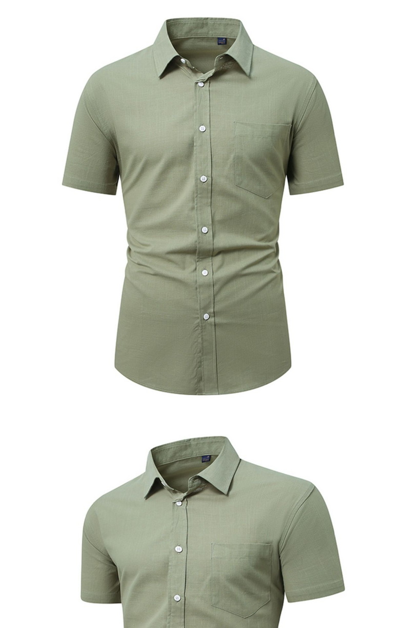 Mens Slub Cotton Short Sleeve Casual Shirt (11)