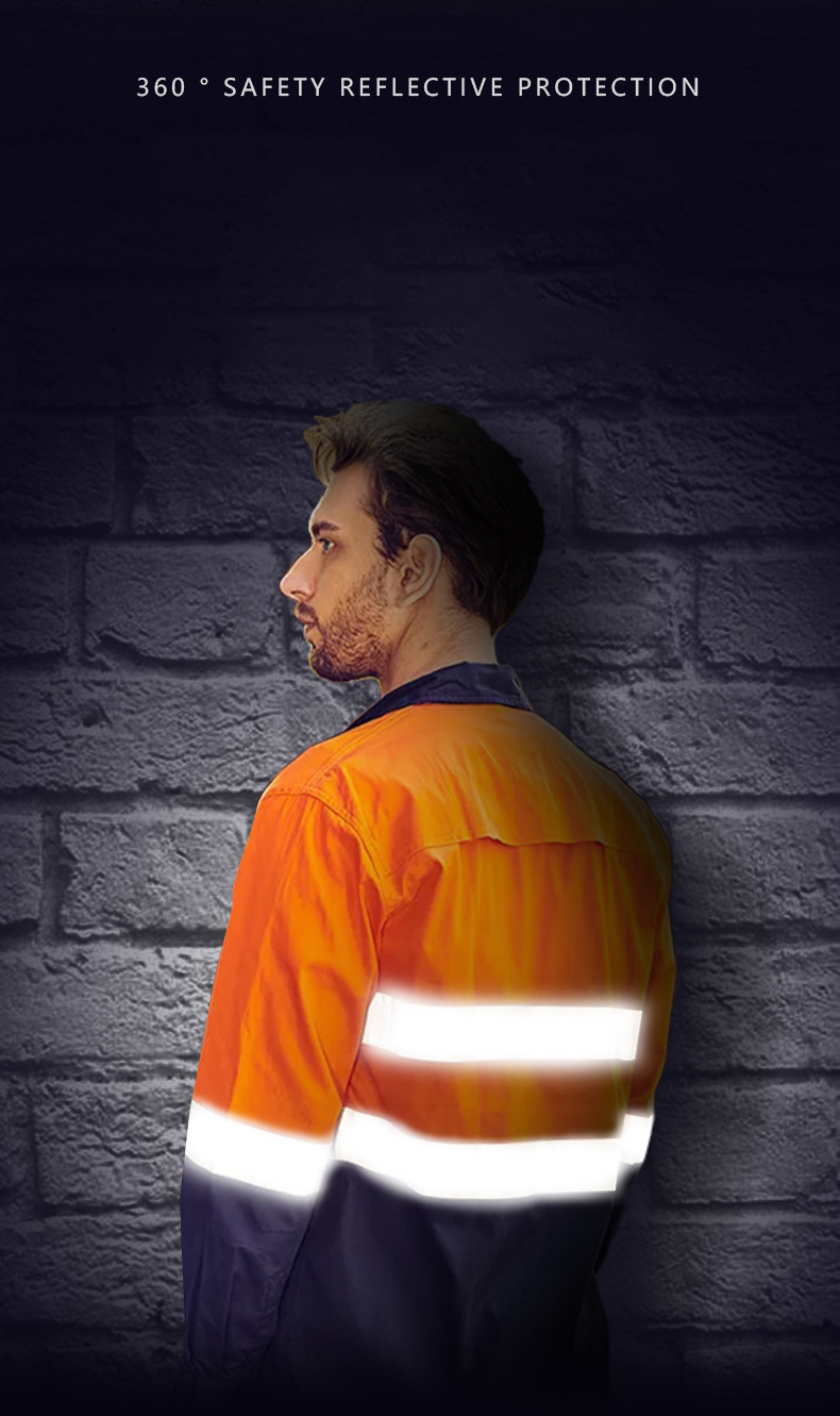 Mens Hi Vis Cotton Long Sleeve Work Shirt (6)