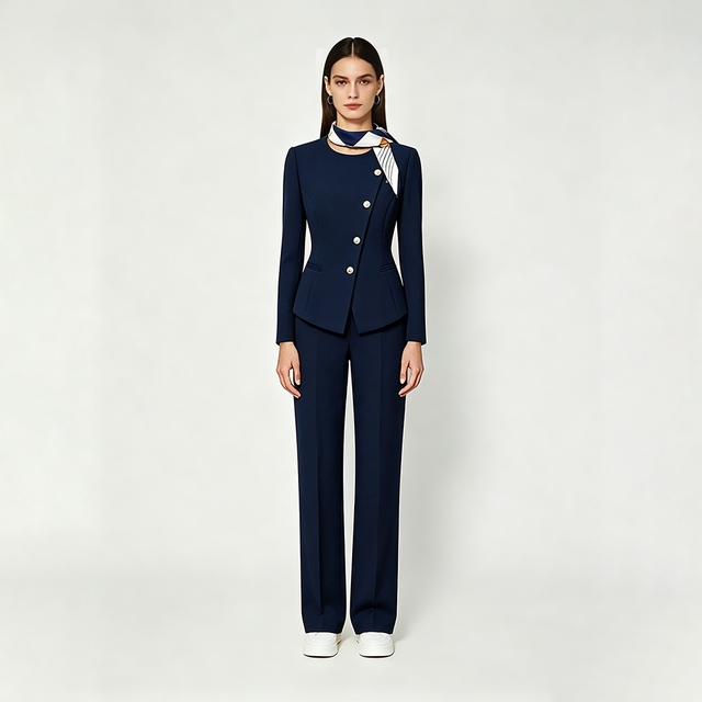 Navy Blue Flight Attendant Professional Suit Workwear