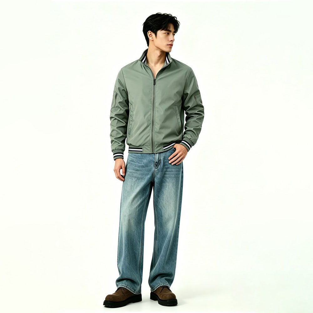 Mens Solid Casual Spring Autumn Jacket