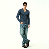 Mens Dark Grey V Neck Slim Base Layer Top
