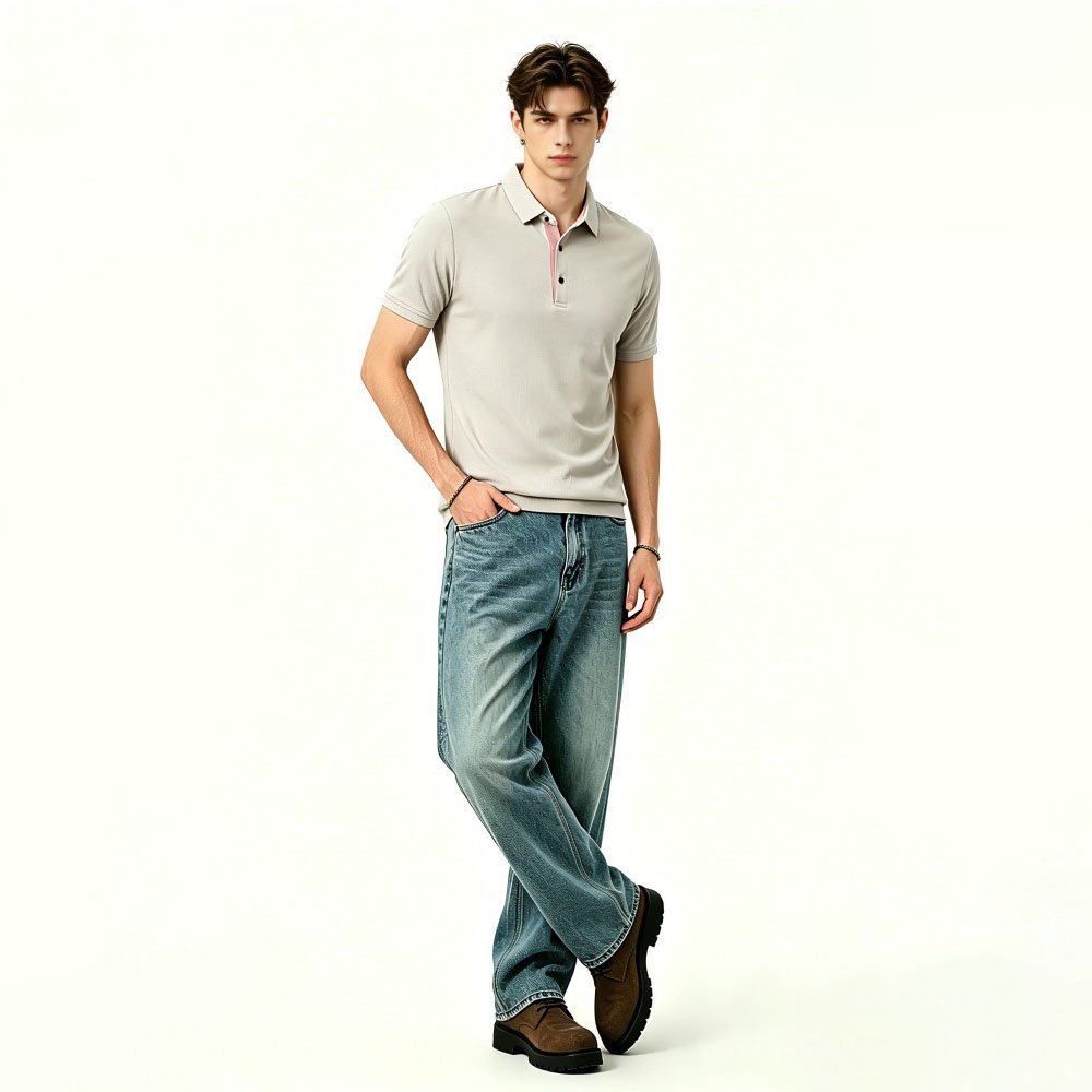 Mens Solid Lightweight Business Summer Polo Shirt