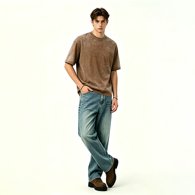 Mens Plus Size Vintage Washed Cotton T Shirt