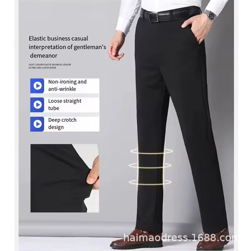 Mens Straight Fit Formal Business Dress Pants (5)