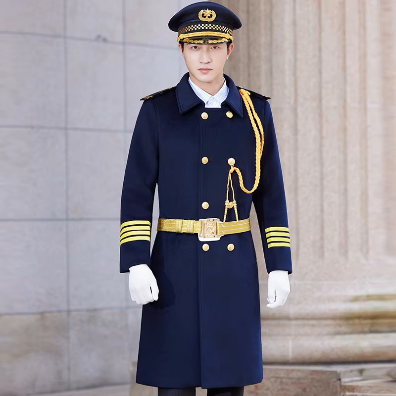 Multi Pocket Warm Double Breasted Hotel Airport Work Coat (2)