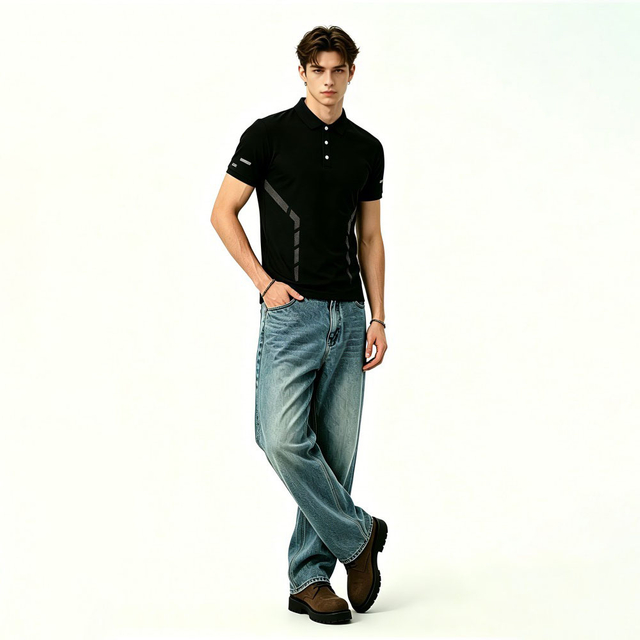 Mens Ice Silk Quick Dry Breathable Polo Shirt