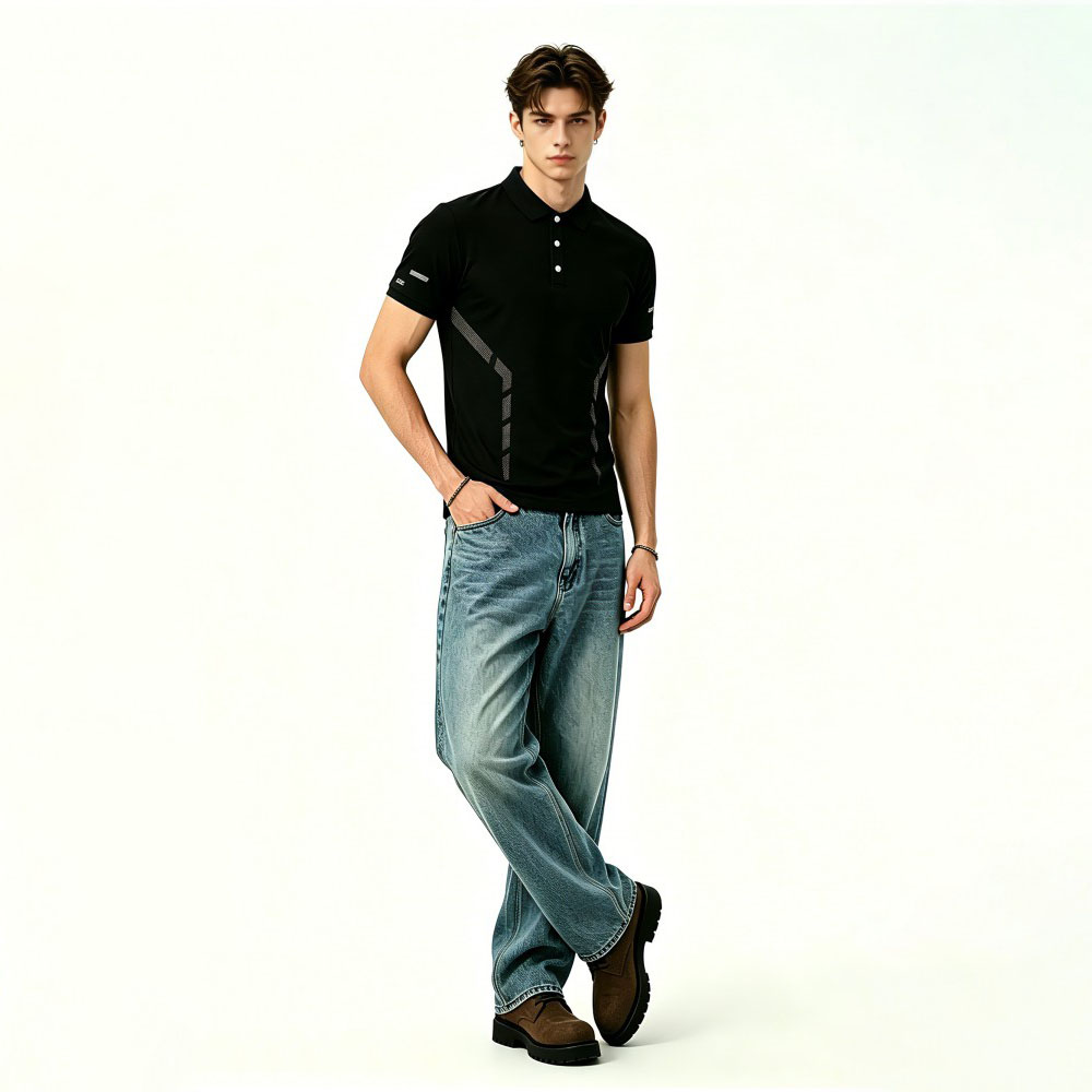 Mens Ice Silk Quick Dry Breathable Polo Shirt