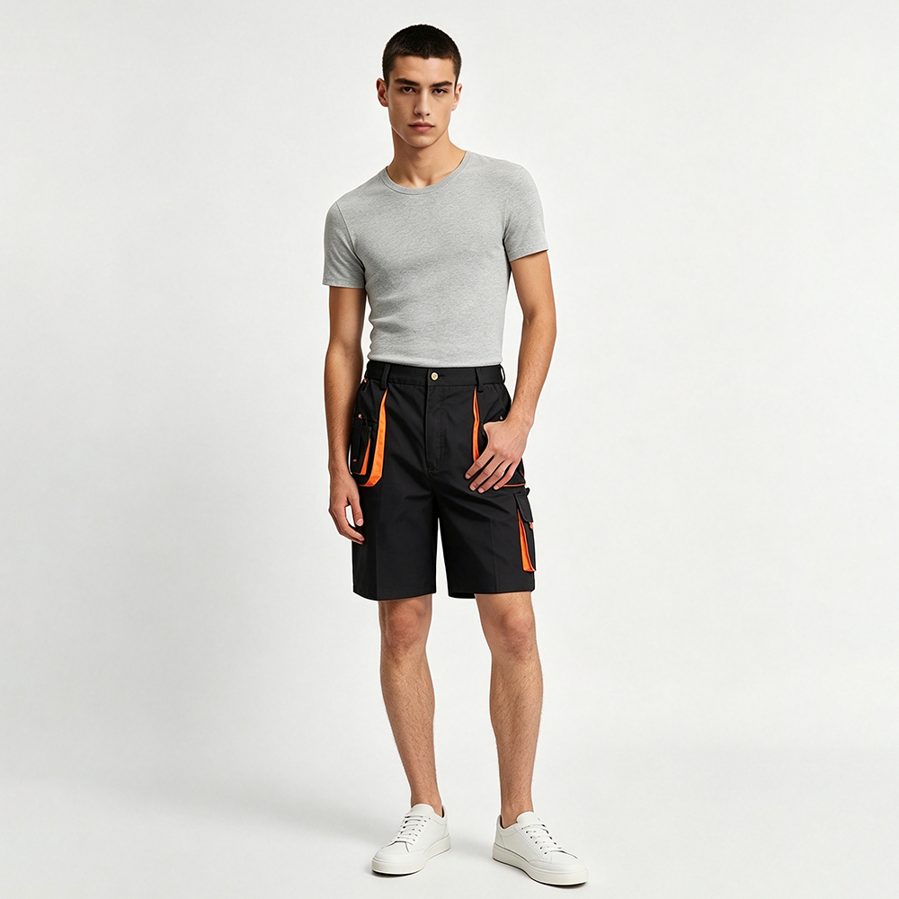 Pantalones cortos de trabajo antiarrugas con cintura el&aacute;stica para hombre