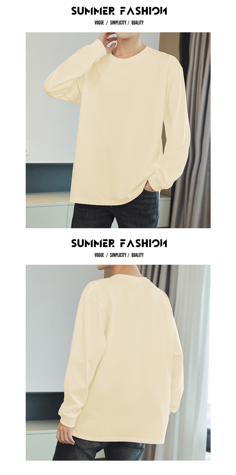 100% Cotton Long-Sleeve Layering T-Shirt (8)