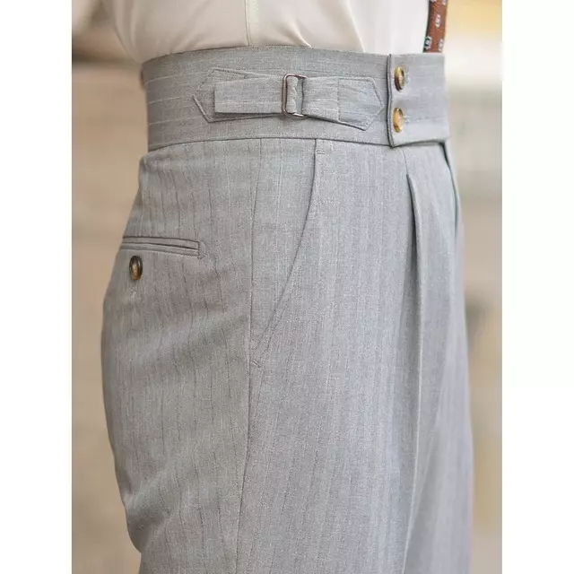 Autumn Winter High Waist Naples Mens Dress Pants