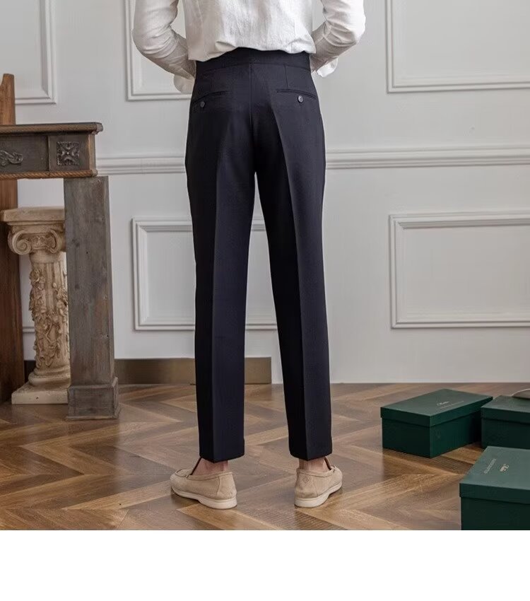 High Waist Pleated Business Mens Dress Pants (1)