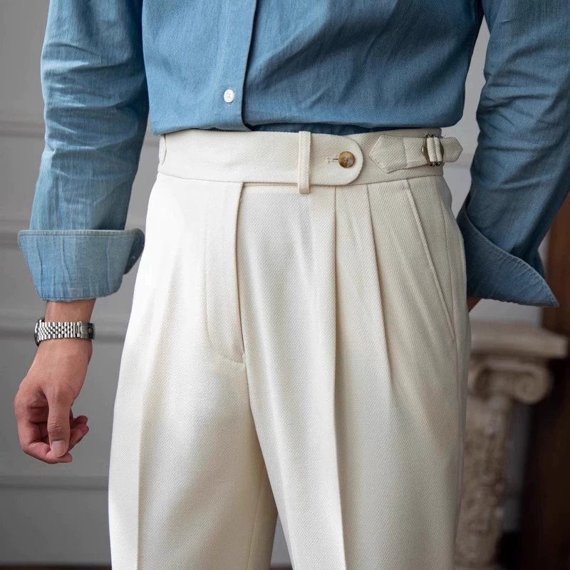 British Style High Waist Mens Dress Pants