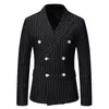 Mens Slim Striped Double Breasted Blazer