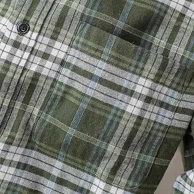 Mens 100% Cotton Plaid Long Sleeve Shirt (4)