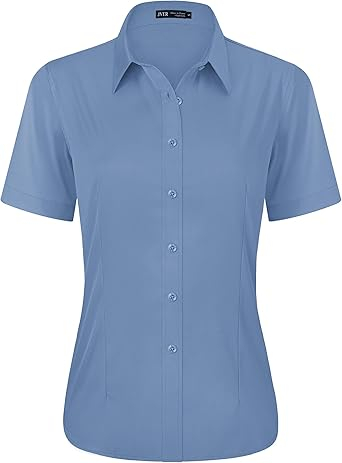 Striped Easy Iron Womens Blouse Shirt