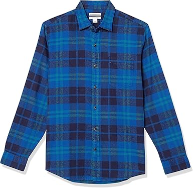 Mens Slim Fit Business Flannel Long Sleeve Shirt (8)