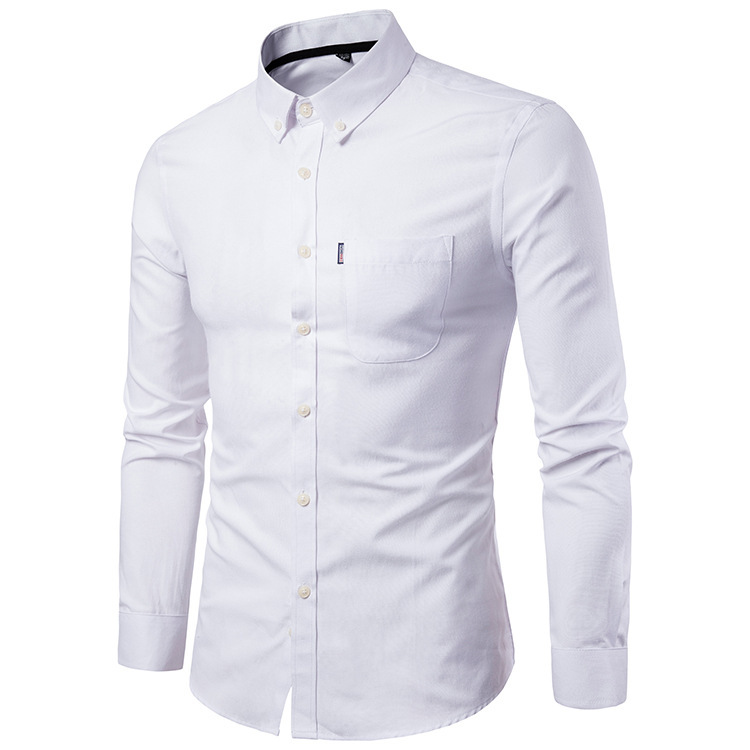 Mens Autumn Winter Slim Fit Oxford Lapel Shirt (6)