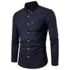 Mens Autumn Winter Slim Fit Oxford Lapel Shirt