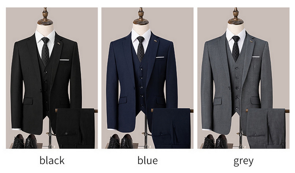 Men's Slim-Fit Business Formal Three-Piece Suit (4)