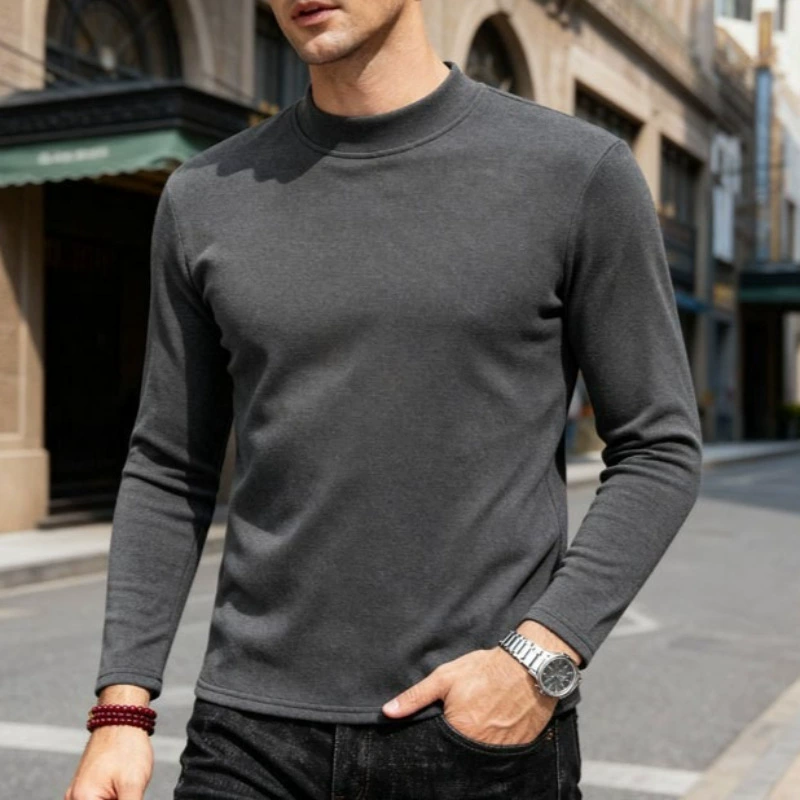 Mens Half High Neck Loose Casual Base Layer Top