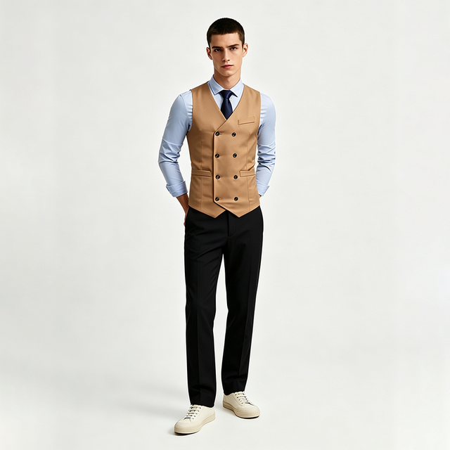 Mens Double Breasted Summer Formal Suit Vest