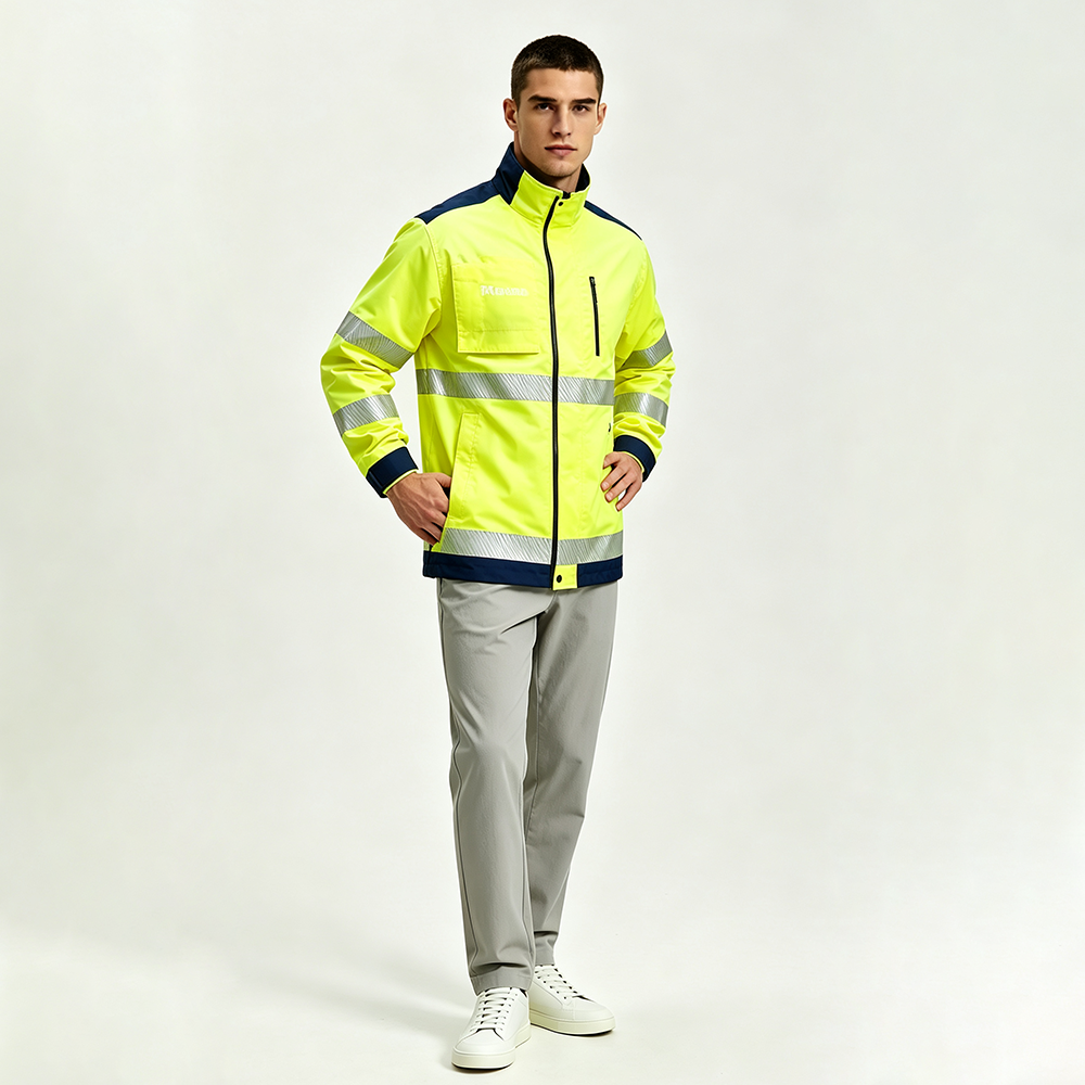 Traje de trabajo de poli&eacute;ster reflectante de alta visibilidad para hombre