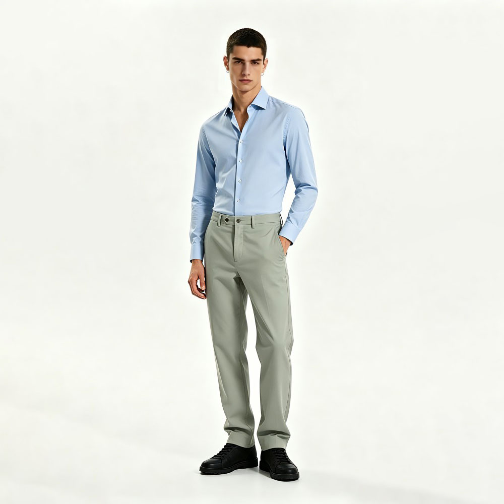 Mens Flat Front Dress Pants Formal Work Trousers