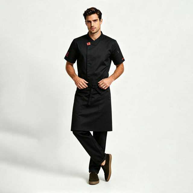 Mens Ultra Thin Short Sleeve Summer Chef Coat