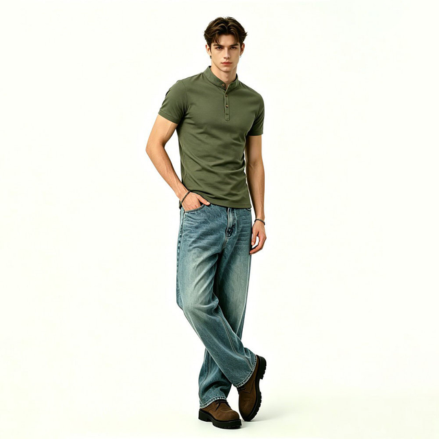 Mens Cotton Linen Stand Collar Slim Summer Shirt