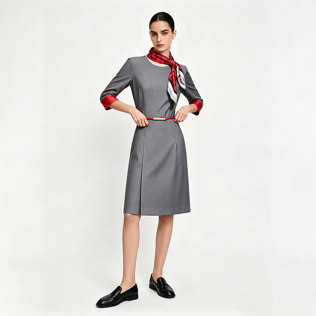 Womens Grey Slim Fit Cabin Crew Work Uniform