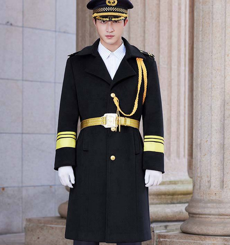 Multi Pocket Warm Double Breasted Hotel Airport Work Coat (1)