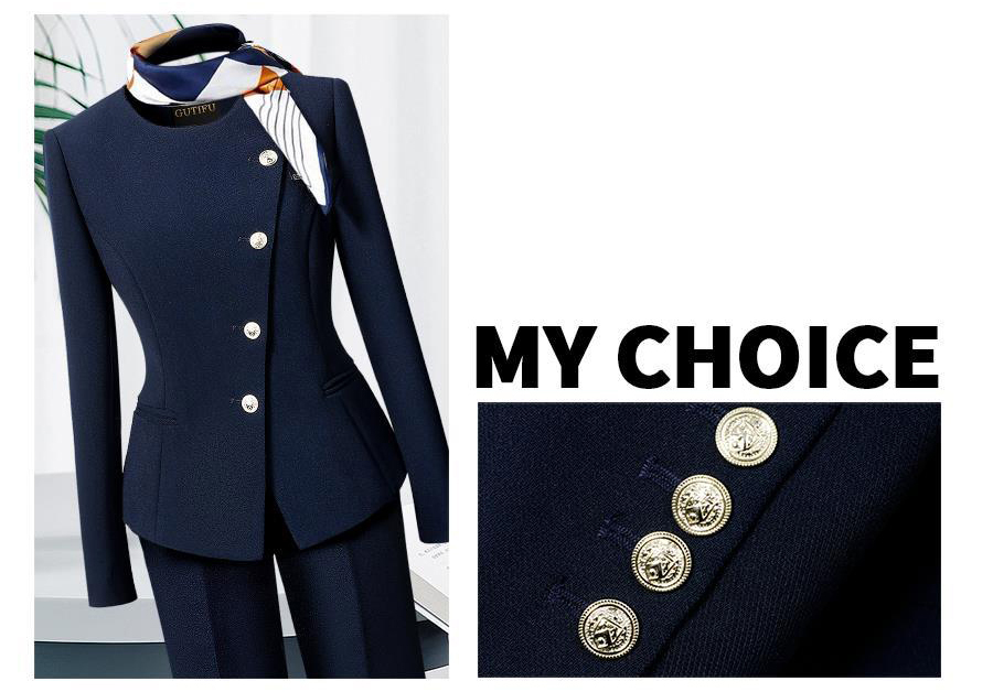 Navy Blue Flight Attendant Professional Suit Workwear (2)