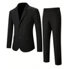 Casual Single-Breasted Black Suit Set