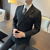 Men's Slim-Fit Double-Breasted Suit Set