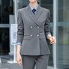 Unisex Double-Breasted Pinstripe Workwear Blazer