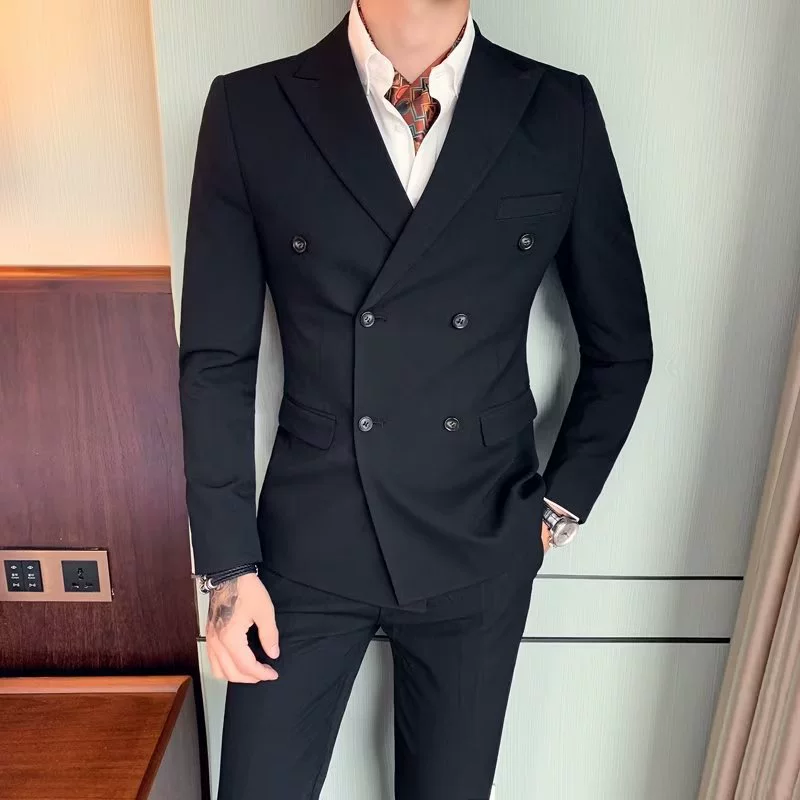 Mens Double Breasted Wedding Groom Suit (2)
