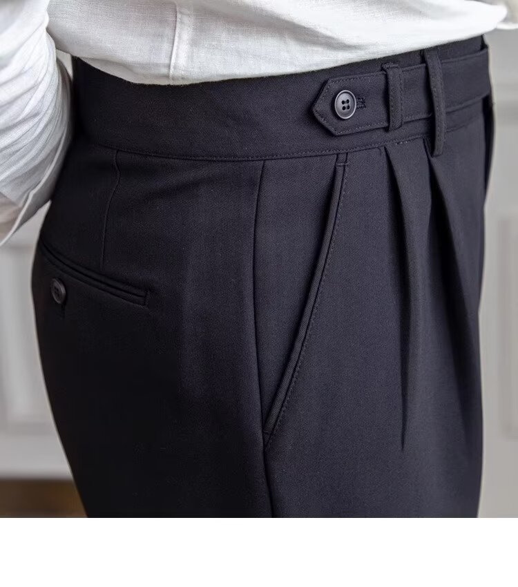 High Waist Pleated Business Mens Dress Pants (2)