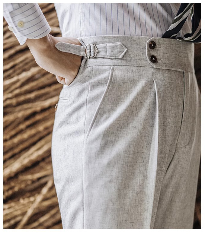 Light Gray High Waist Naples Mens Trousers (3)