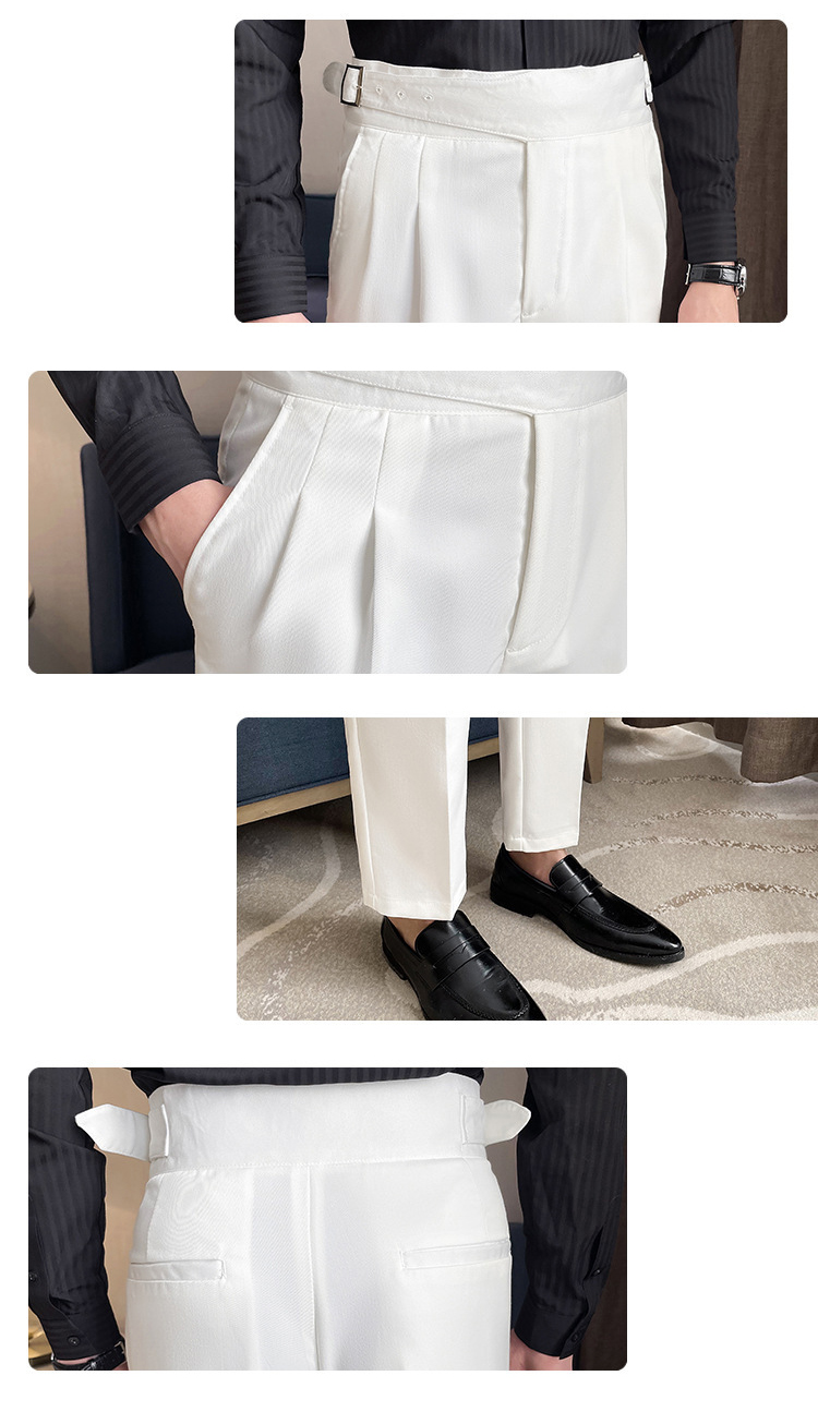 Naples Pleated Slim Fit Business Dress Pants (2)